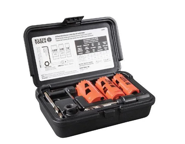 HOLE SAW BIMETAL KIT 7/8 1-1/8 1-3/8IN + ARBOR + CASE