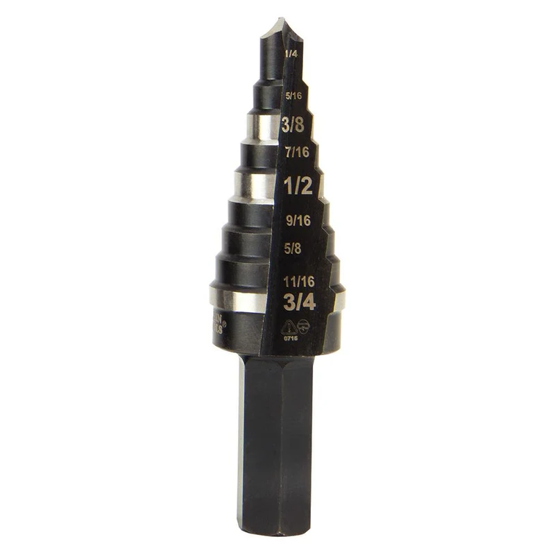 STEP DRILL BIT #3 DOUBLE-FLUTED 9 HOLE 1/4IN 3/4IN