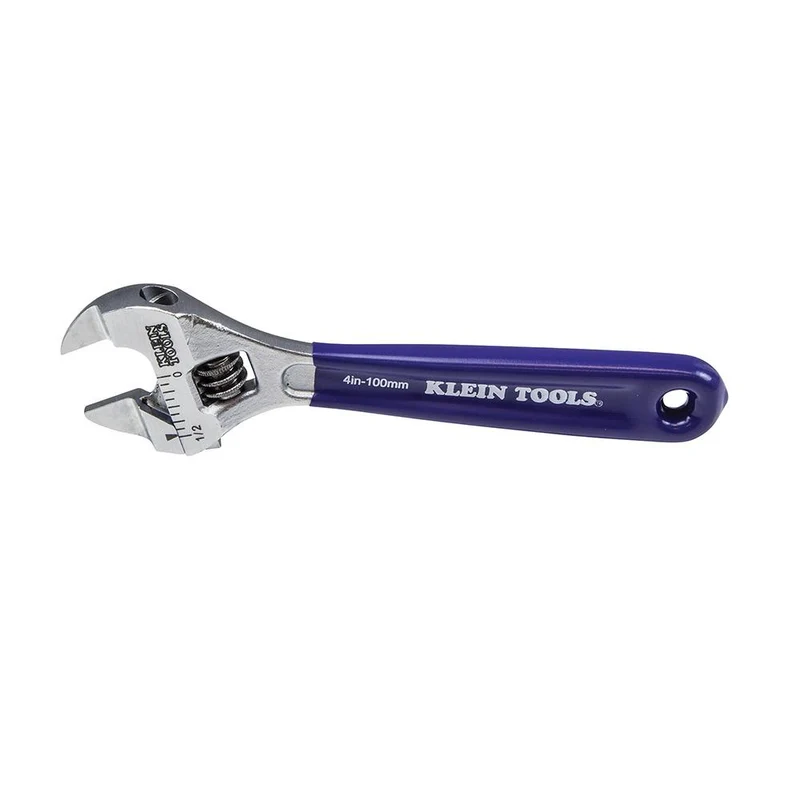 WRENCH ADJUSTABLE 1/2IN JAW PLASTIC-DIP HANDLE 4IN BLUE