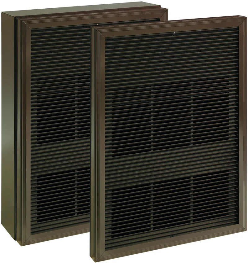 Architectural aluminum wall fan heater 1500W 240V 1ph white, tamperproof stat 1P