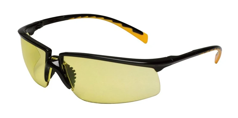 SAFETY GLASSES BLACK FRAME ANTI-FOG LENS AMBER
