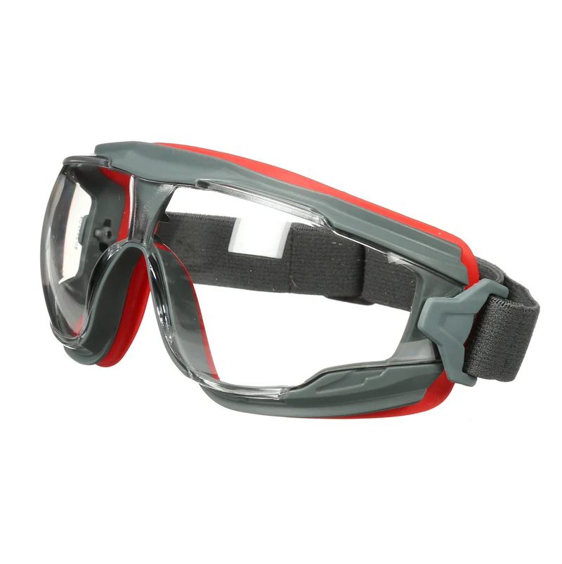 SAFETY GLASSES BLK/RED FRAME ANTI-FOG LENS CLEAR