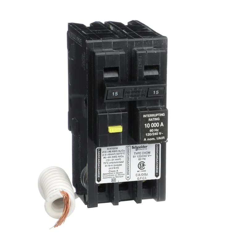BREAKER 15A 2P 120/240V CLASS A GROUND FAULT 5MA INTERR