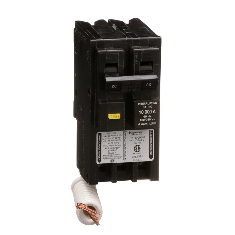 BREAKER 20A 2P 120/240V CLASS A GROUND FAULT 5MA INTERR