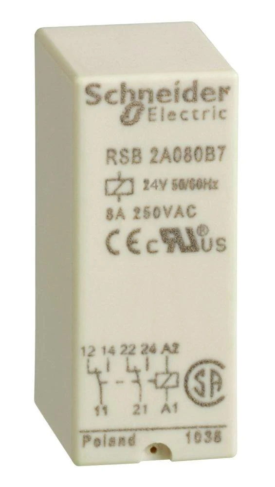 RELAY PLUG-IN 8A 250V 2P 2NO/NC CONTACT 24VAC COIL