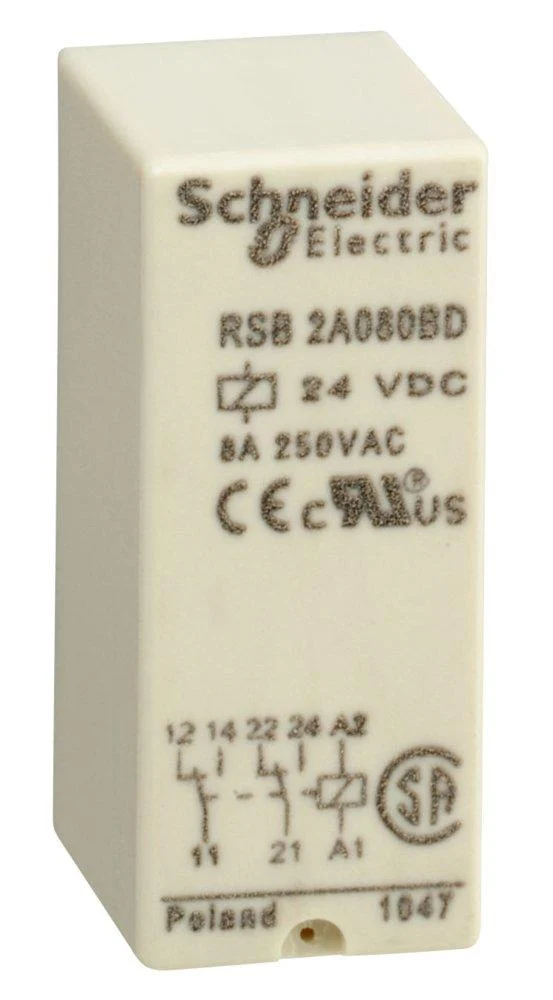 RELAY PLUG-IN 8A 250V 2P 2NO/NC CONTACT 24VDC COIL