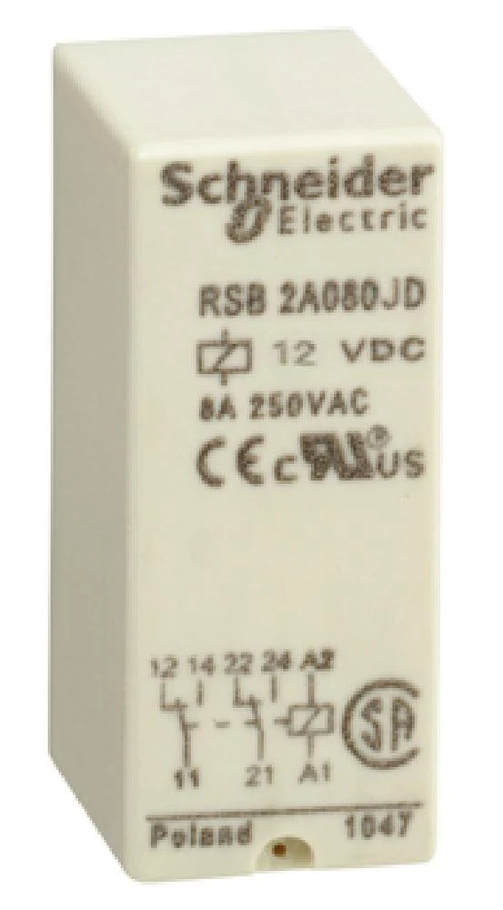 RELAY PLUG-IN 8A 250V 2P 2NO/NC CONTACT 12VDC COIL