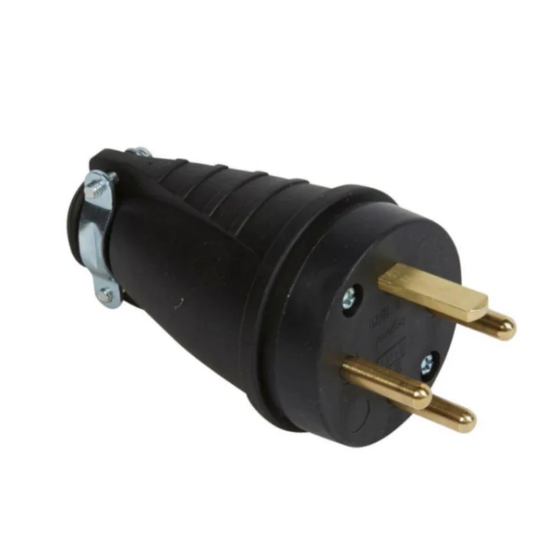Fiche caoutchouc 3P+T 20A à sortie droite + anneau de suspension - Legrand
