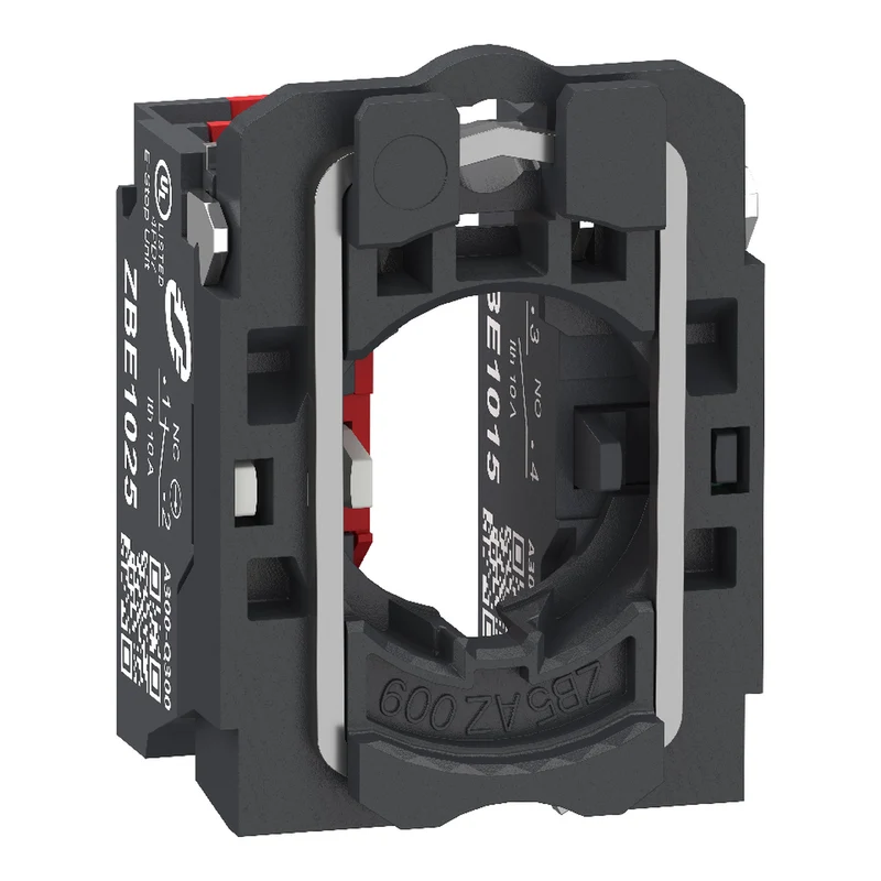 Single Contact Block With Body Fixing Collar, Harmony XB5, Plastic, 1 NO + 1 NC, Compact Push In Terminals