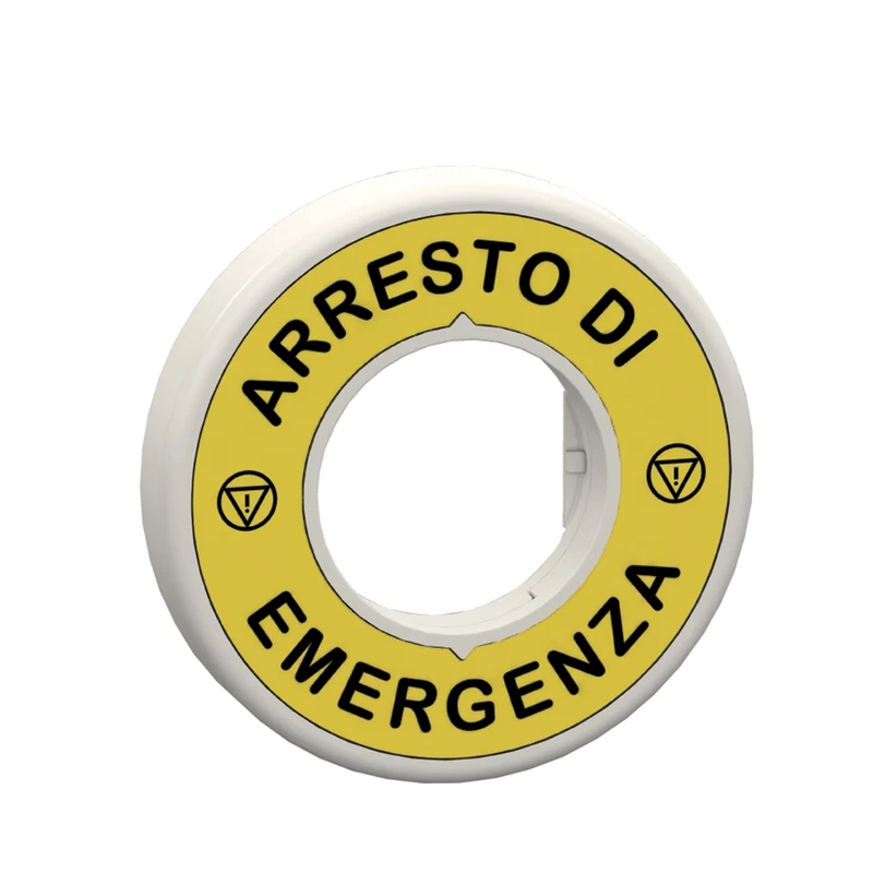 ILL. RING 24V 2 W/R FIXED LED TEXT ARRESTO DI EMERGENZA WITH LOGO YELLOW LABEL