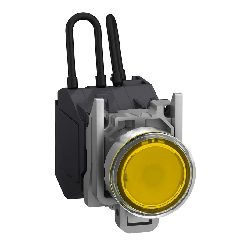 Push To Test Pilot Light, Harmony XB4 - ATEX D, Metal, Orange, 22mm, Integral LED, 1NO, 24…254V