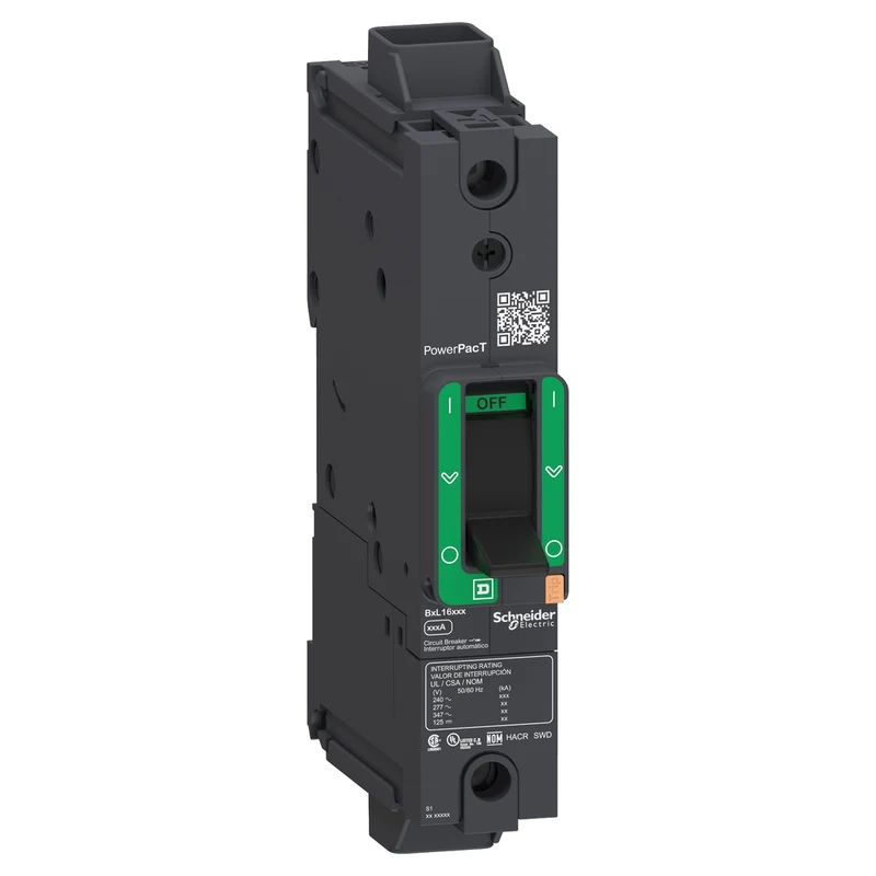 Circuit Breaker, PowerPacT B, 80A, 1 Pole, 600Y/347VAC, 14kA, Lugs, Thermal Magnetic, 80%
