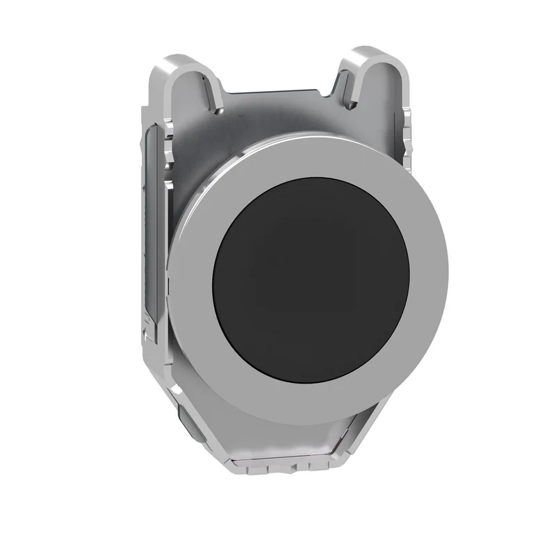 Flush Mounted Push Button Head, Harmony XB4, Metal, Black, 30mm, Spring Return, Unmarked