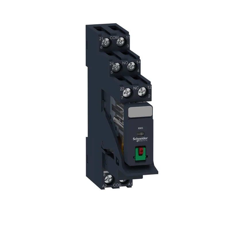 Interface Plug In Relay, Harmony Electromechanical Relays, 5A, 2CO, With LED, Pre Assembled, Lockable Test But To N, 24V AC