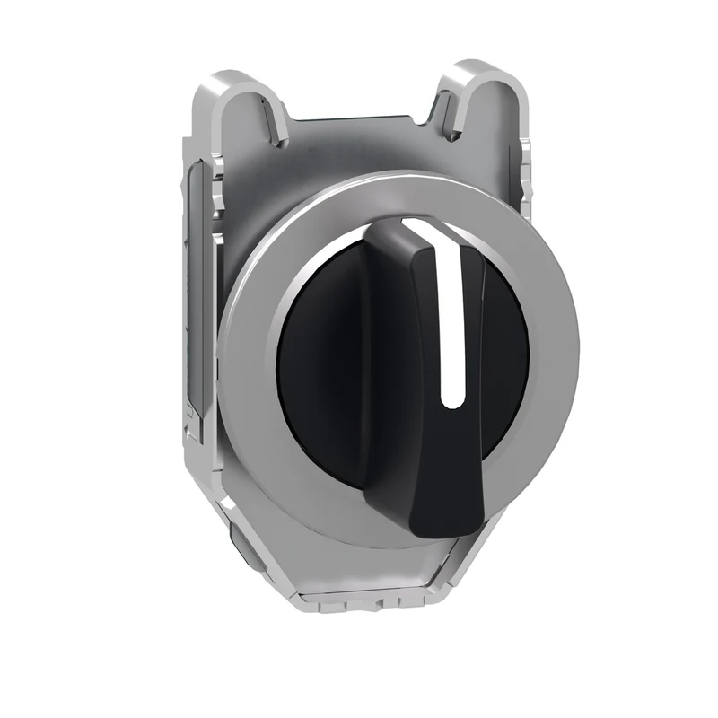Head For Selector Switch, Harmony XB4, Black Handle, Flush, 30mm, 3 Positions, Spring Return