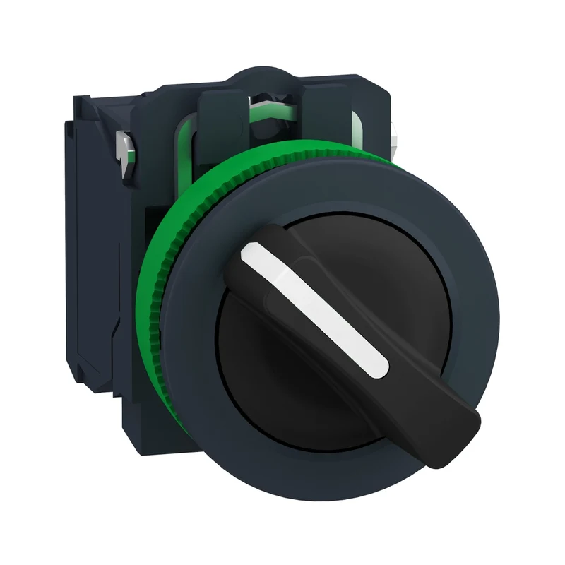 Selector Switch Flush Mounted, Harmony XB5, Plastic, Black, 30mm, 2 Positions, Stay Put, 1NO