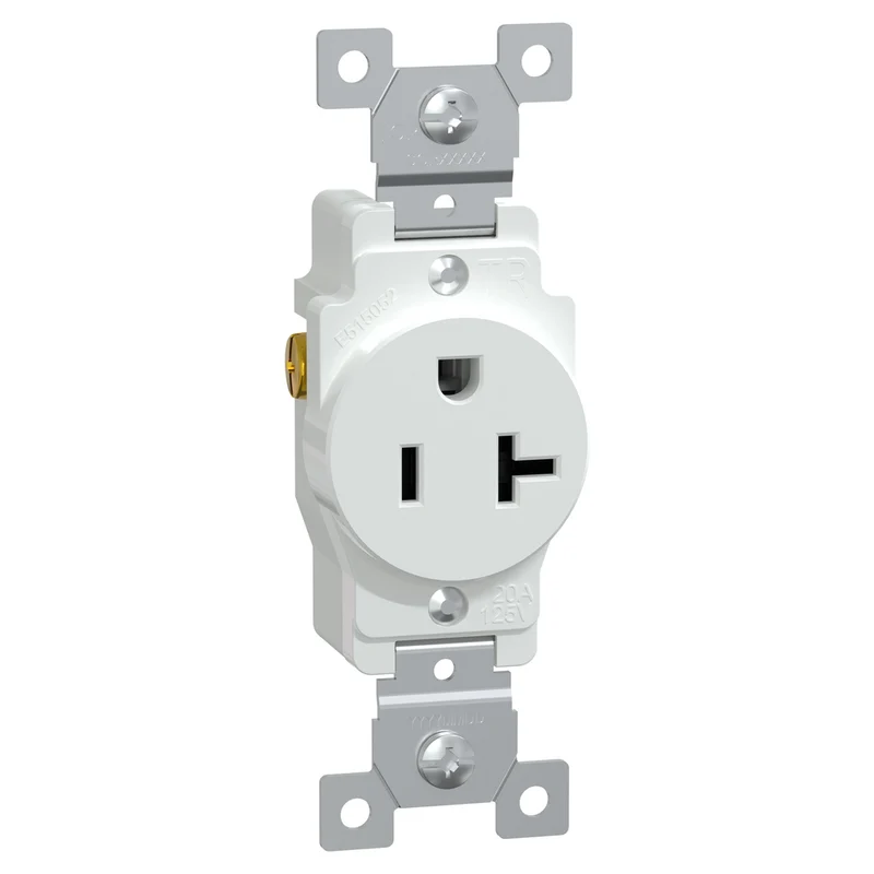 Socket-Outlet, X Series, 20A, Standard, Single, Tamper Resistant, Residential, White, Matte Finish
