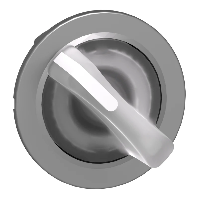 Head For Illuminated Selector Switch, Harmony XB4, Metal, White Handle, 30mm, Universal LED, 2 Positions, Spring Return