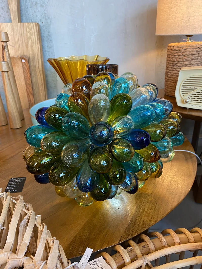 Lampe grappe en verre recyclé soufflé à la bouche - plusieurs coloris