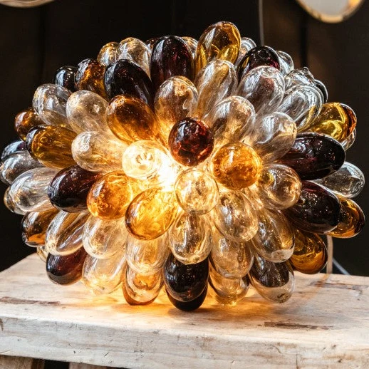 Lampe grappe en verre recyclé soufflé à la bouche - plusieurs coloris
