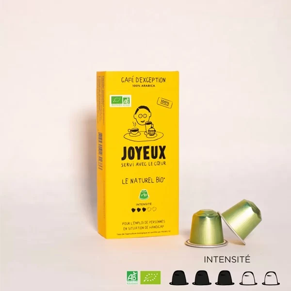 Café JOYEUX en capsules biodégradables LE NATUREL BIO N°5 (paquet de 10 capsules)
