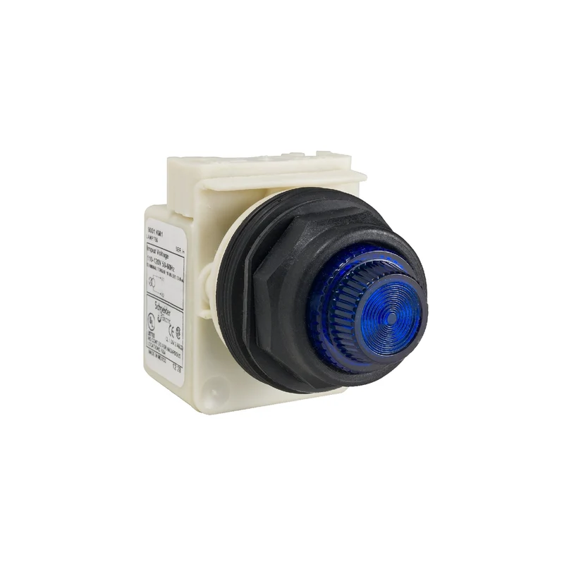 Pilot Light, Harmony 9001SK, Plastic, Polycarbonate, Fresnel, Blue, 30mm, LED Blue, 24-28V