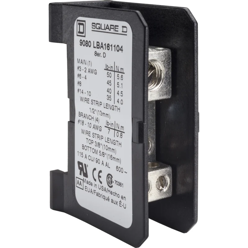 Power Distribution Block, Linergy, 1 Pole, 1 Line, 4 Load, 115A Cu, 90A Al, 600V