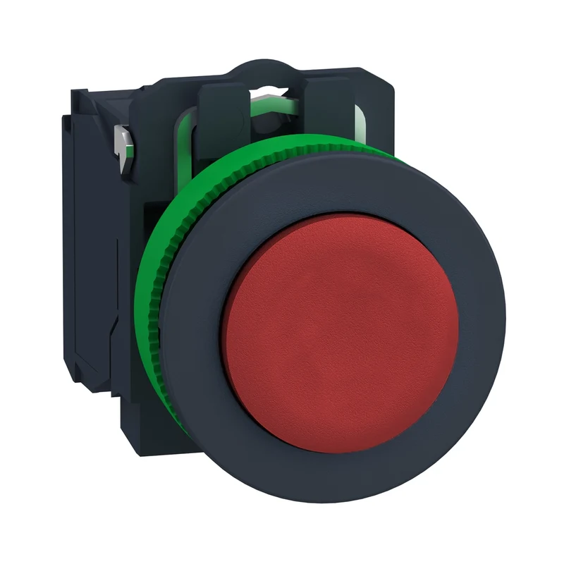 Harmony XB5, Push Button Flush Mounted, Plastic, Projecting, Red, 30mm, Spring Return, Unmarked, 1NC