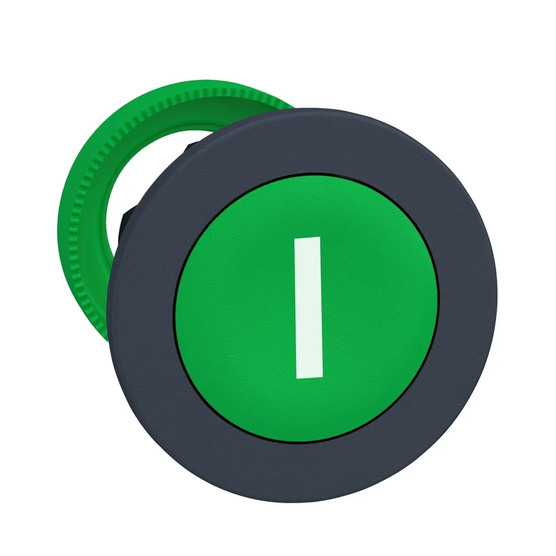 Flush Mounted Push Button Head, Harmony XB5, Plastic, Green, 30mm, Spring Return, Marked I