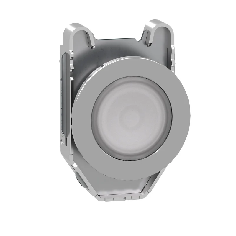 Head For Illuminated Push Button, Harmony XB4, Black Metal, White Flush, 30mm, Spring Return, Universal LED, Unmarked