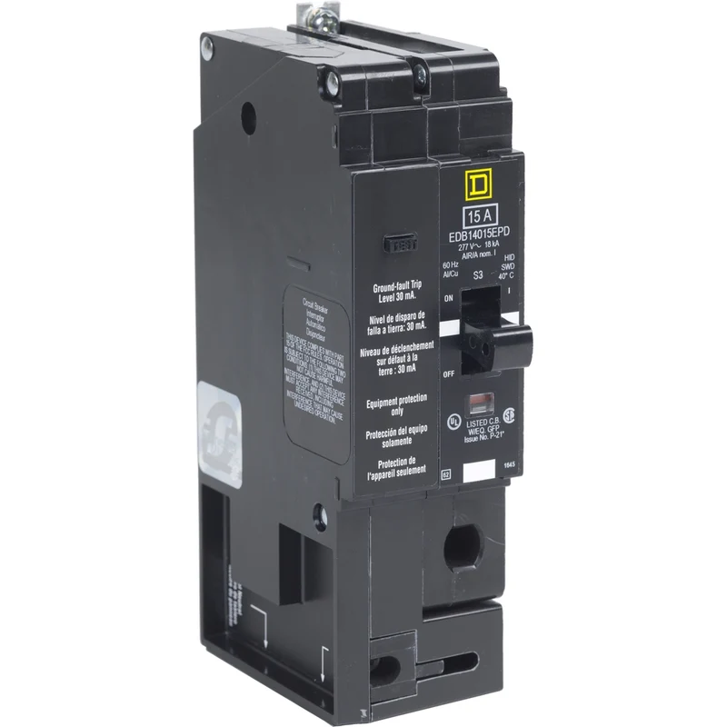Mini Circuit Breaker, E-Frame, 40A, 1 Pole, 277VAC, 100kA Max, Bolt On, 30mA Ground Fault Protection [TAA]