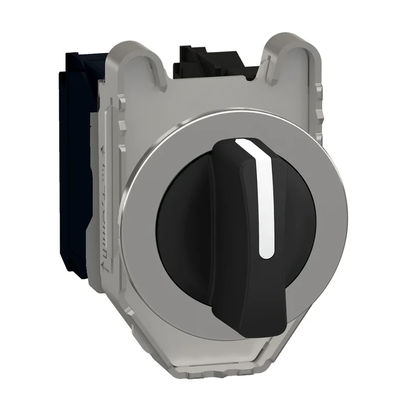 Selector Switch Flush Mounted, Harmony XB4, Metal, Black, 30mm, 3 Positions, Stay Put, 2NO