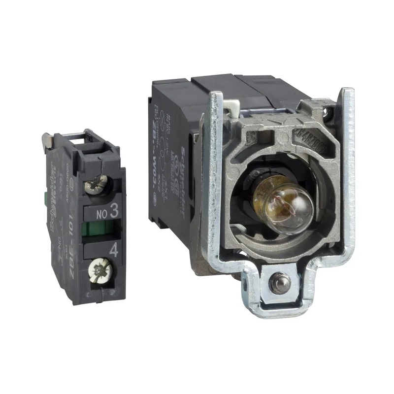 Complete Body/Contact Assembly And Light Block, Harmony XB4, With Body/Fixing Collar, BA9s Incandescent Bulb, 220...240V, 1NO