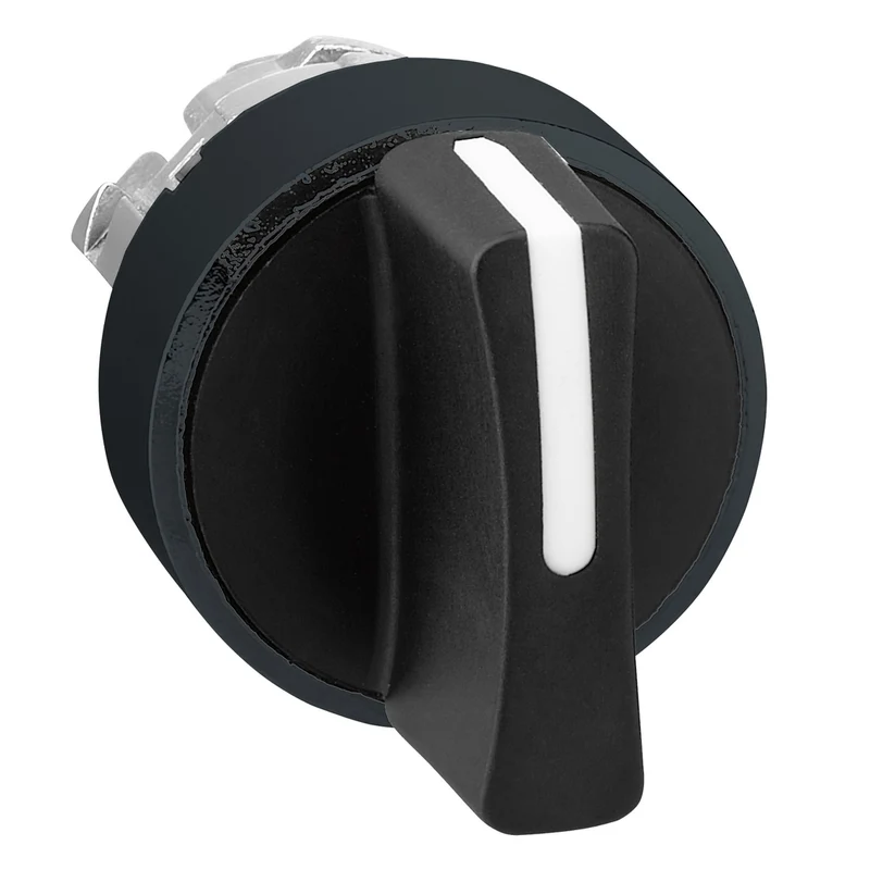 Head For Selector Switch, Harmony XB4, Black Metal, Black, 22mm, 3 Positions, Sping Return To Center