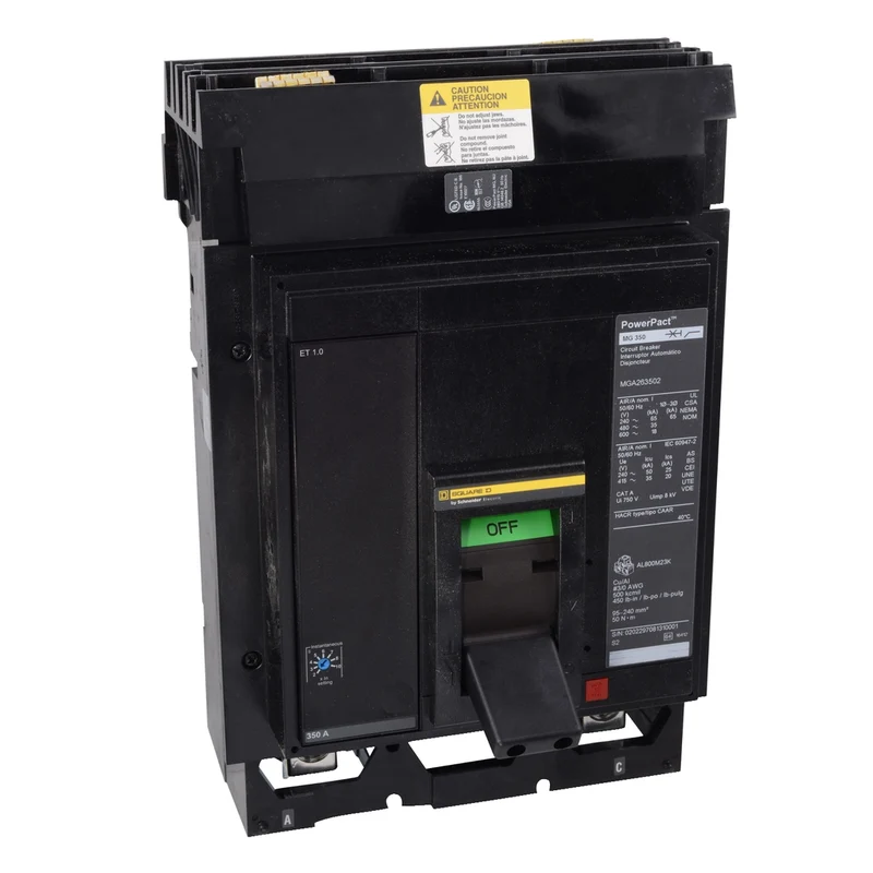 Circuit Breaker, PowerPacT M, 800A, 3 Pole, 600VAC, 25kA, I-Line, ET 1.0, 80%, ABC, Padlock Handle