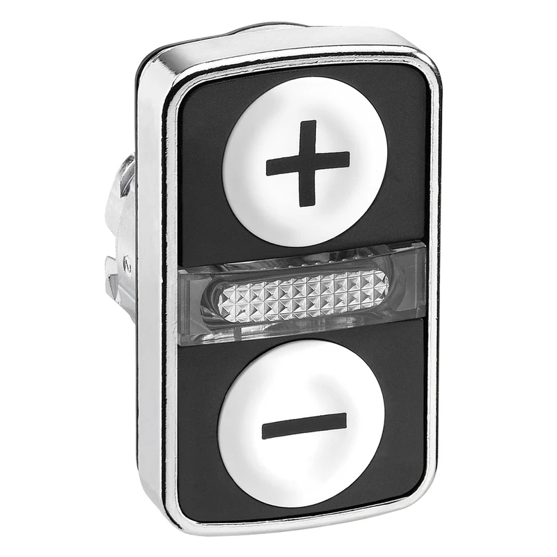 Head For Illuminated Double Headed Push Button, Harmony XB4, 2 White Flush Pushbuttons, 22mm, With Marking