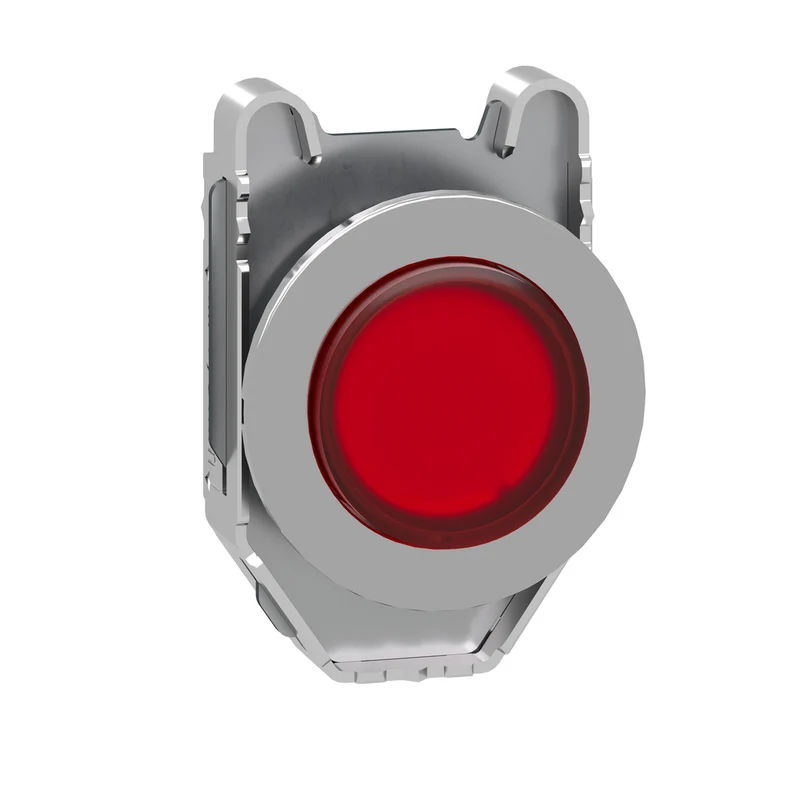 Head For Illuminated Push Button, Harmony XB4, Metal, Red Projecting, 30mm, Universal LED, Push-Push, Unmarked