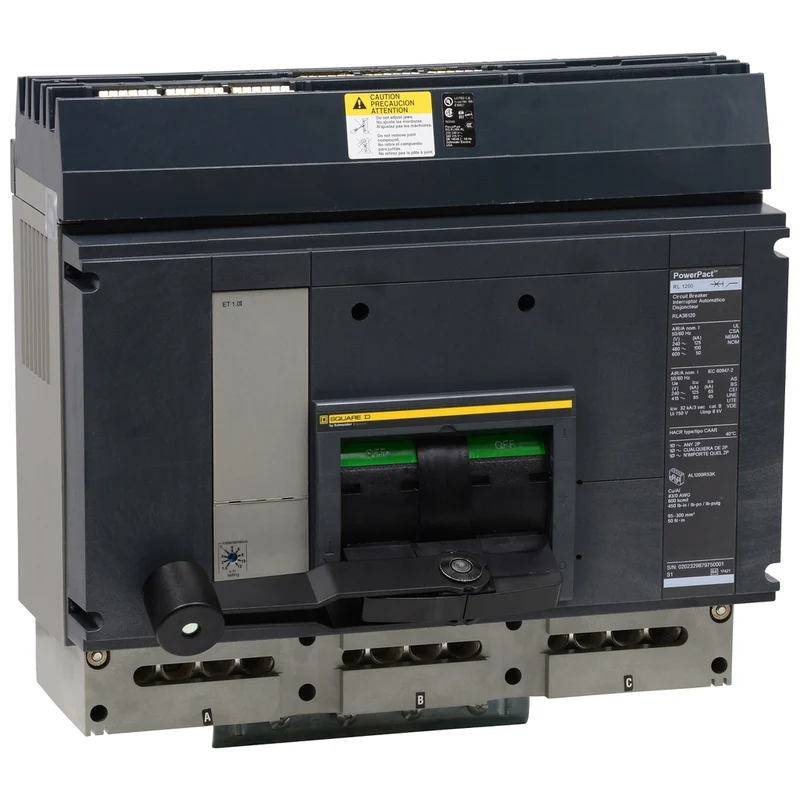 Circuit Breaker, PowerPacT R, 1000A, 3 Pole, 600VAC, 18kA, I-Line, Micrologic 3.0, 100%