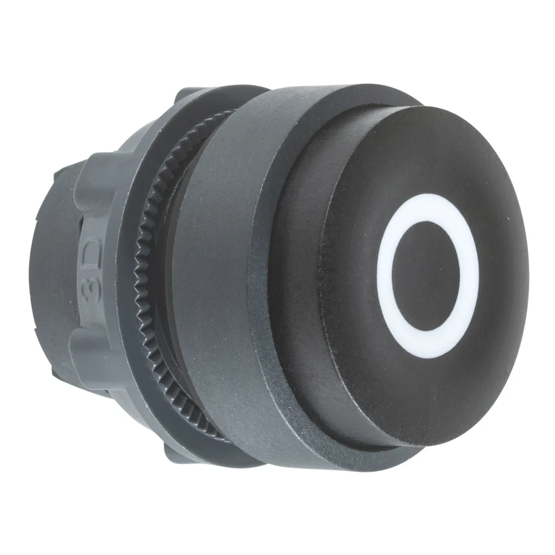 Head For Non Illuminated Push Button, Harmony XB5, Black Projecting, 22mm, Spring Return, White Marked O