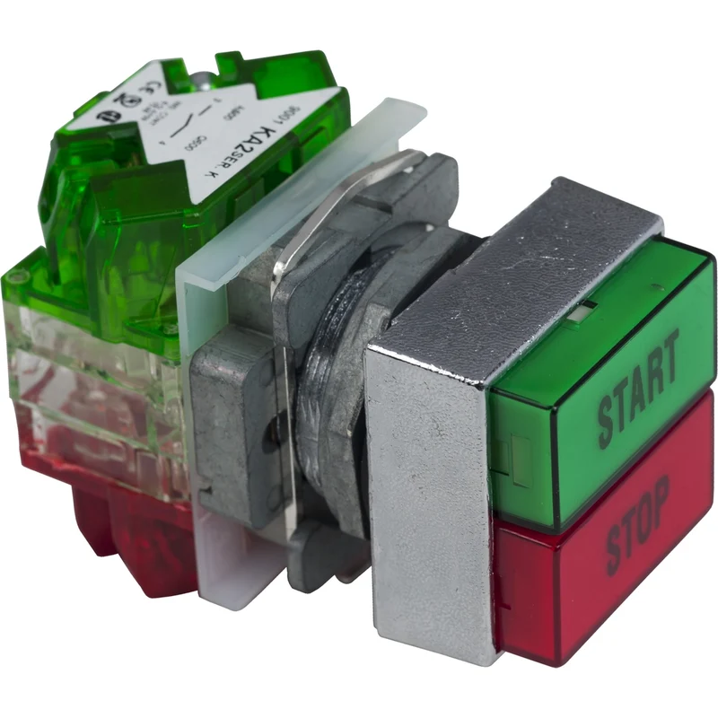 Push Button, Harmony 9001K, 30mm 2 Push Buttons, Green Marked START / Red Marked STOP, 10A, 600V AC, 1NO + 1NC