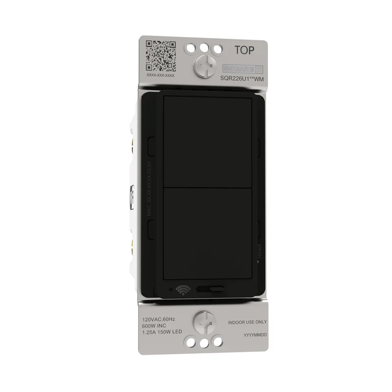 Dimmer, X Series, Rocker, 600W, Single Pole, 3 Way, WiFi, Matter, Black
