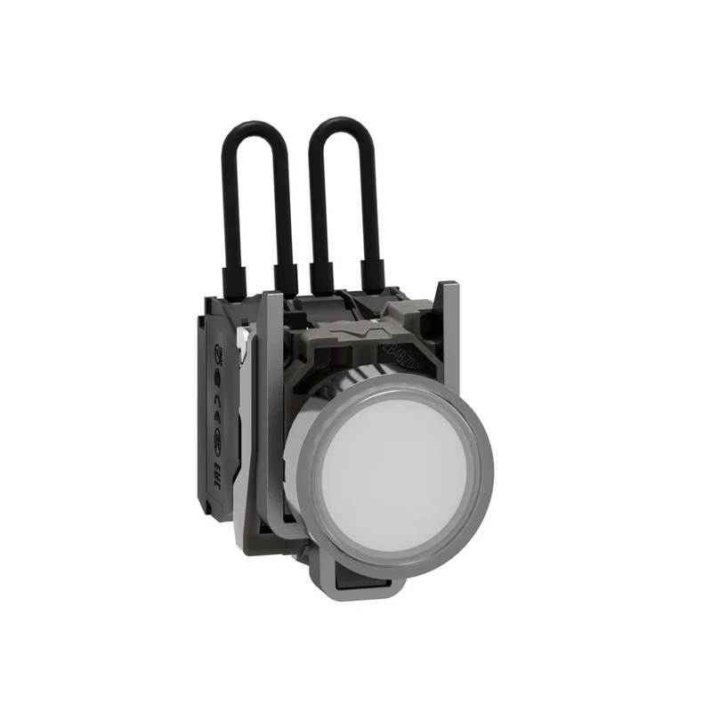 Push-To-Test Pilot Light, Harmony XB4, Metal, White, Universal LED, Screw Clamp Terminals, 24V