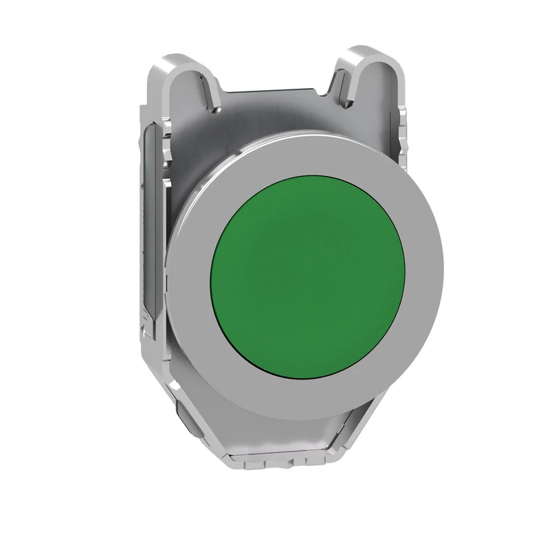 Flush Mounted Push Button Head, Harmony XB4, Metal, Green, 30mm, Spring Return, Unmarked