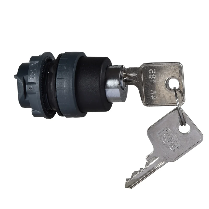 Key Switch Selector Head, Harmony XB5, Plastic, Black, 22mm, Key 4A185, 3 Positions, Push Turn To Release