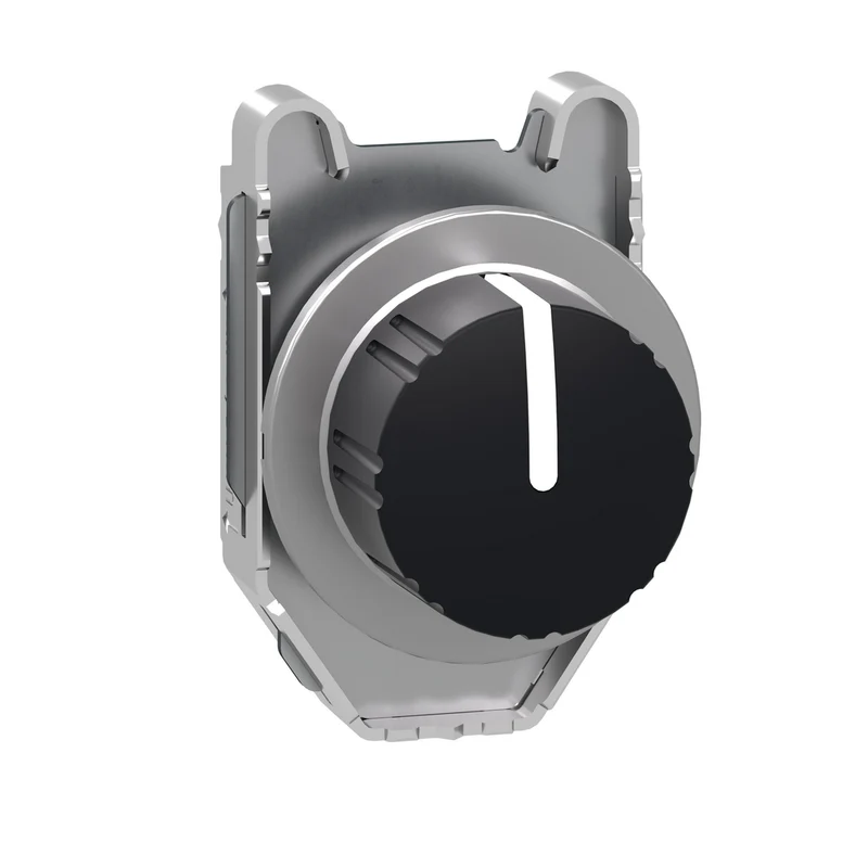 Head For Selector Switch, Harmony XB4, Flush Mounted Black Sw. Knurled Knob 3 Pos Return Right To Center