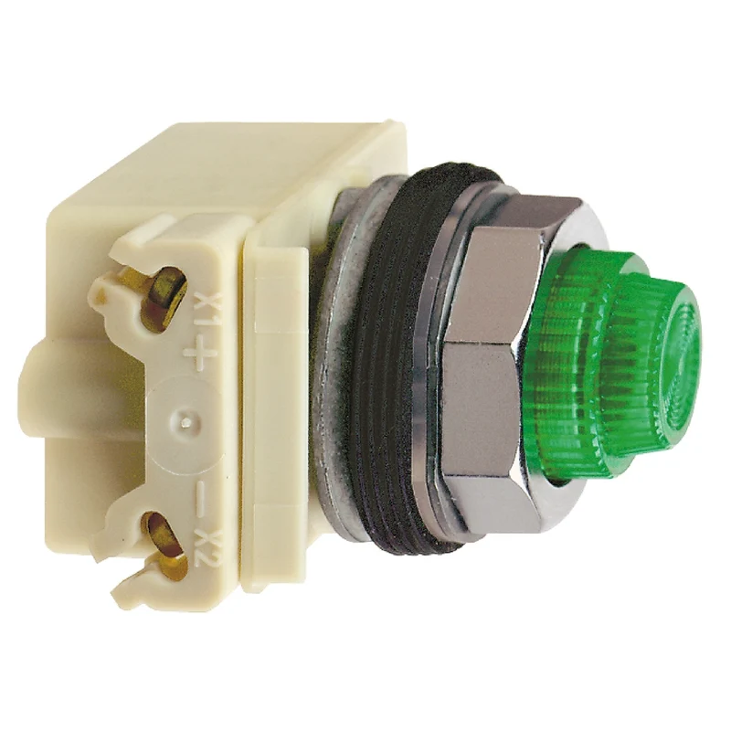 Pilot Light, Harmony 9001K, Metal, Glass, Fresnel Lens, Green, 30mm, LED Green, 24...28V