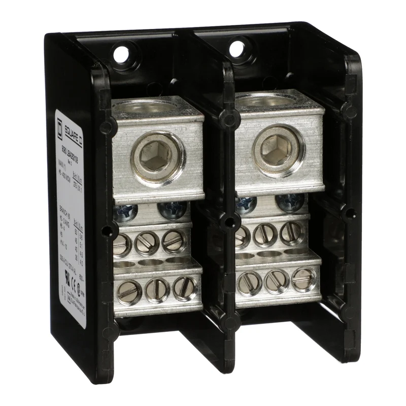Power Distribution Block, Linergy, 2 Pole, 1 Line, 6 Load, 335A Cu, 270A Al, 600V