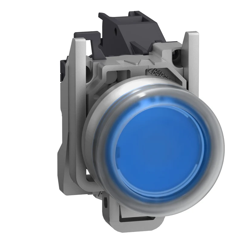 Complete Push Button, Harmony XB4 - ATEX D, Blue Projecting With Boot, Metal, 22mm, Spring Return, 1NO, For Insertion Of Legend