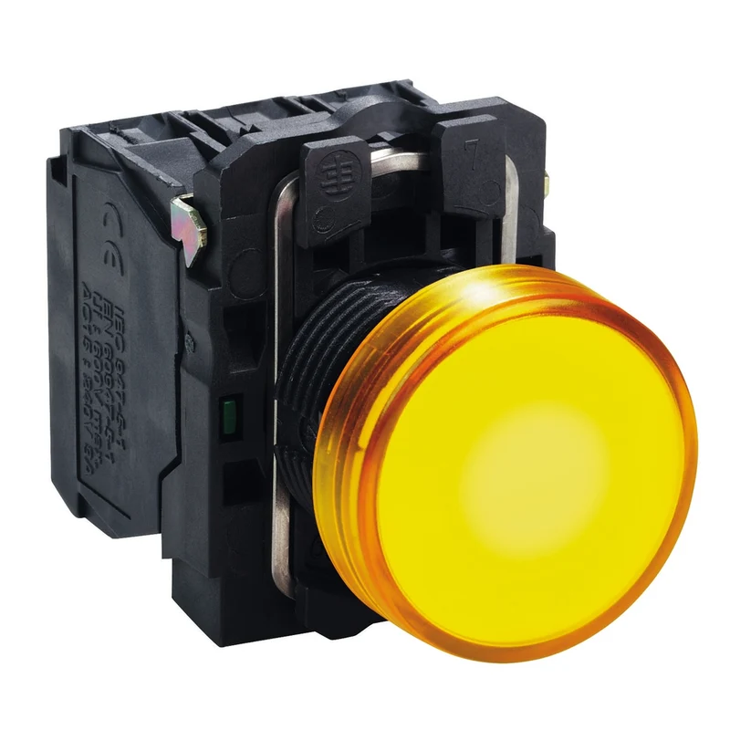 Pilot Light, Harmony XB5, Grey Plastic, Orange, 22mm, Universal LED, Plain Lens, 230...240V AC