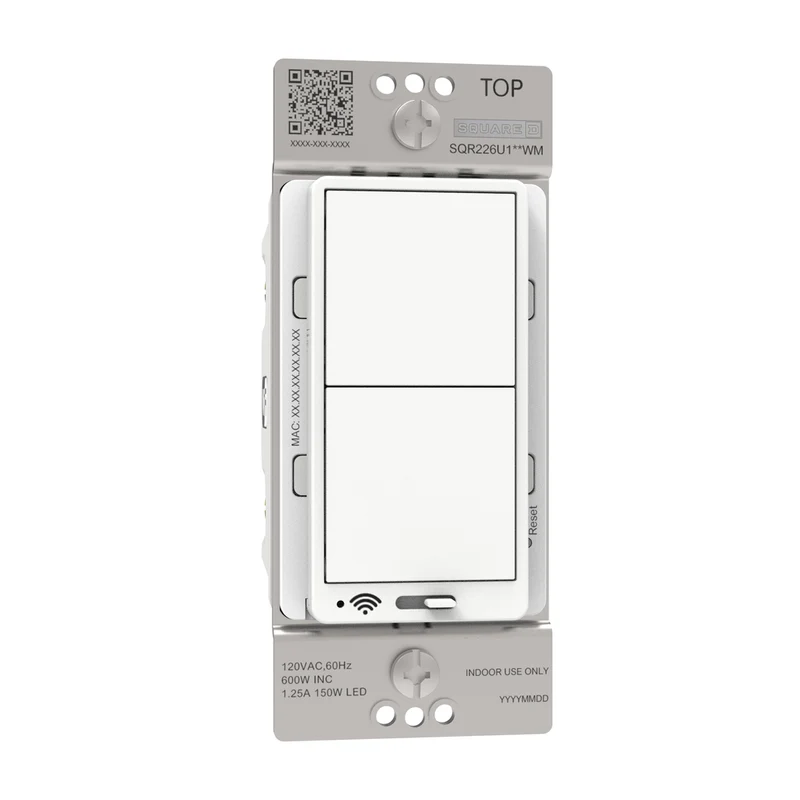 Dimmer, X Series, Rocker, 600W, Single Pole, 3 Way, WiFi , Matter, White